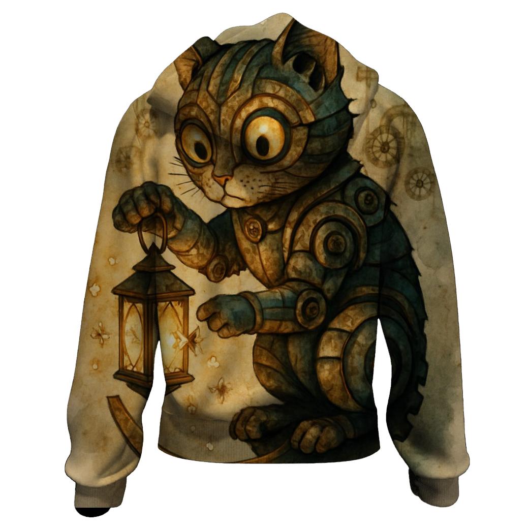 Clockwork Lantern Cat pullover hoodies