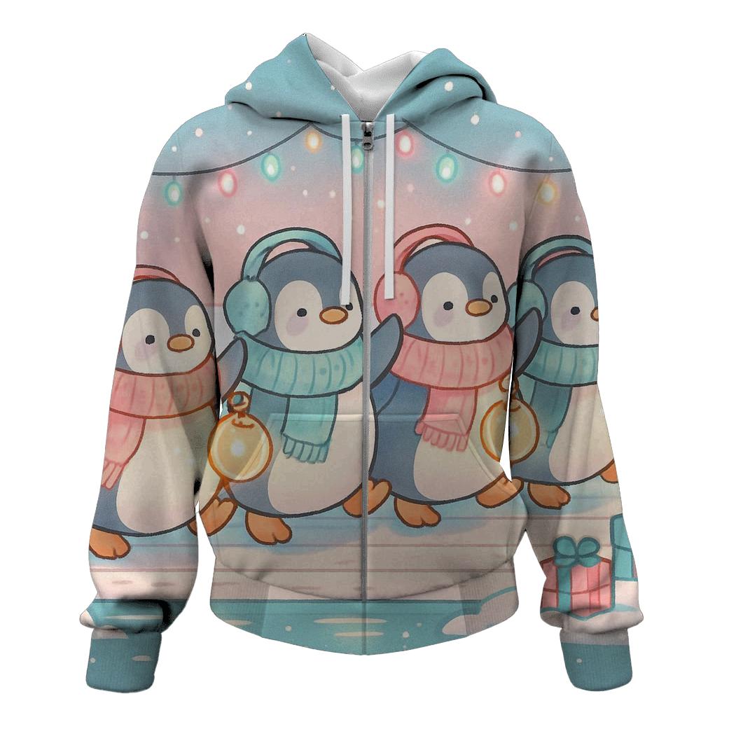 Penguin Parade Bubble Lights custom hoodies