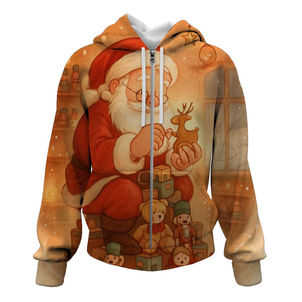 Storybook Clockwork Workshop Santa lightweight hoodies