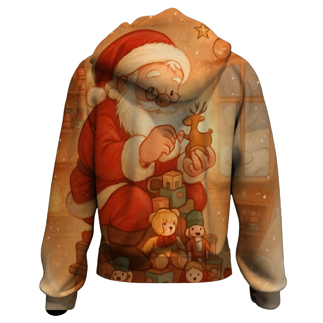 Storybook Clockwork Workshop Santa lightweight hoodies