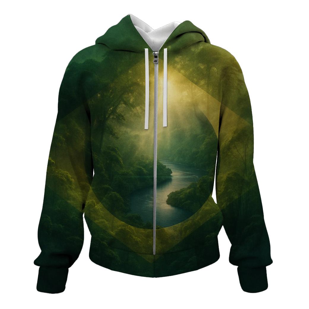 Landmark Double Exposure Flag Of Brazil pullover hoodies
