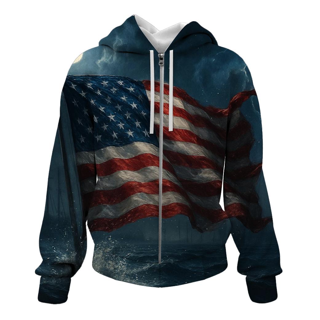 Midnight Harbor Flagstorm embroidered hoodies