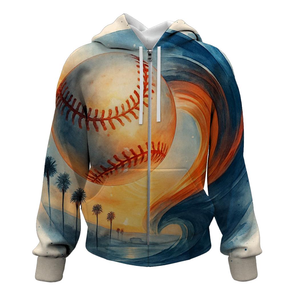 California Sunset Split Stitch Baseball Wave hoodies fashion
