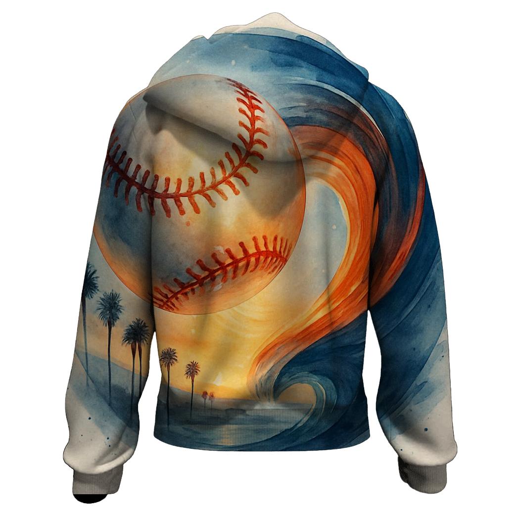 California Sunset Split Stitch Baseball Wave hoodies fashion