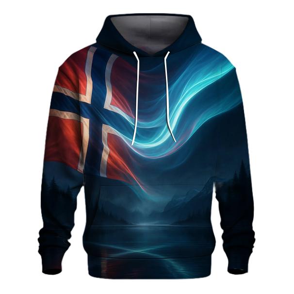 Aurora Fjord Flag Of Norway premium hoodies