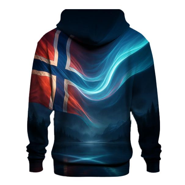 Aurora Fjord Flag Of Norway premium hoodies