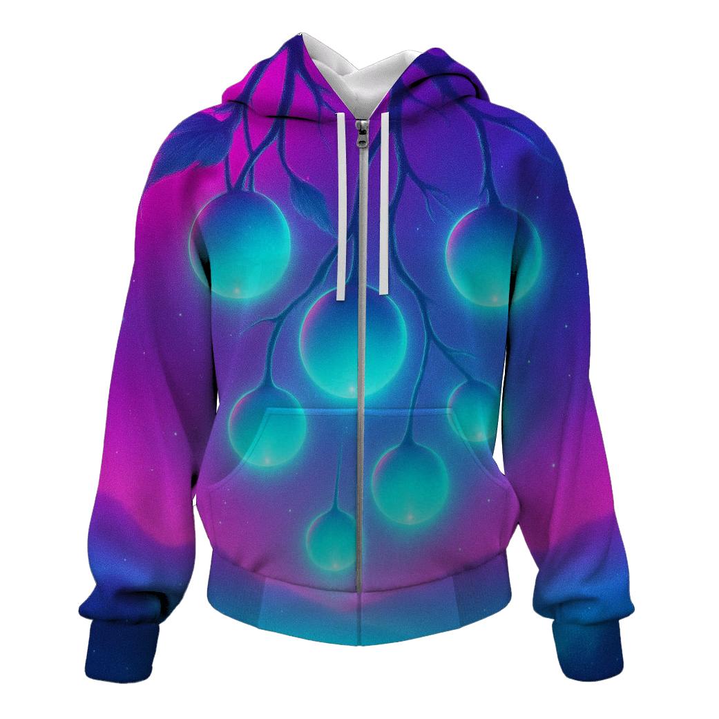 Neon Orchard Of Floating Orbs designer hoodies