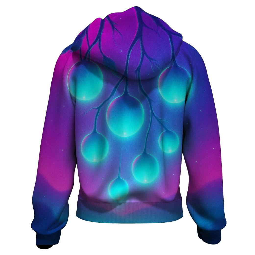 Neon Orchard Of Floating Orbs designer hoodies