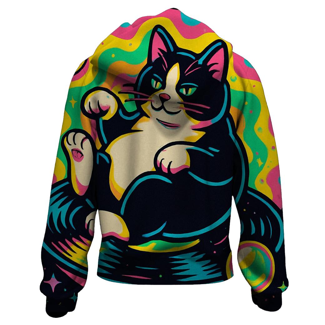 Prismatic Bubble Jazz Cat zip-up hoodies