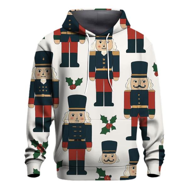 Nutcracker Toy Soldier Grid On Snow White Background heavyweight hoodies