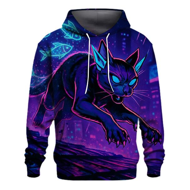 Neon Alley Data Runner Cat heavyweight hoodies