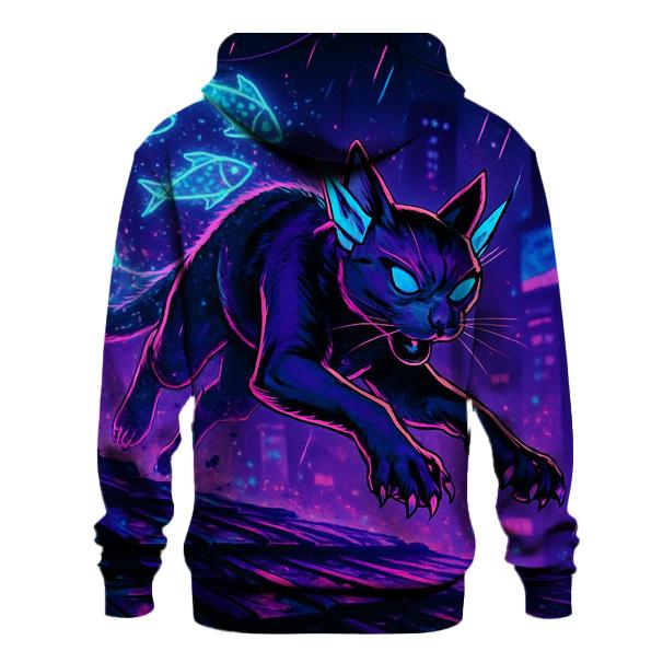Neon Alley Data Runner Cat heavyweight hoodies