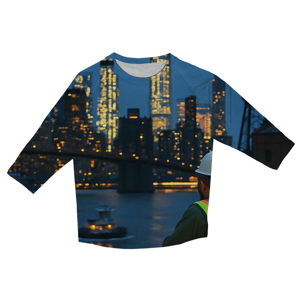 Blue Hour From The Brooklyn Navy Yard Rooftop printed three quarter sleeve shirts