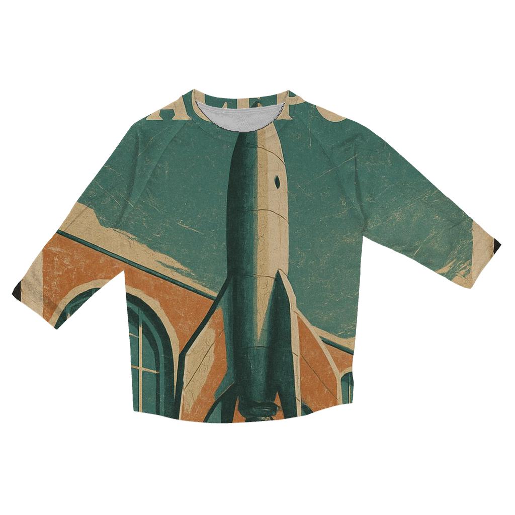 Worn Spaceport Travel Poster 1977 designer 3/4 sleeve blouses