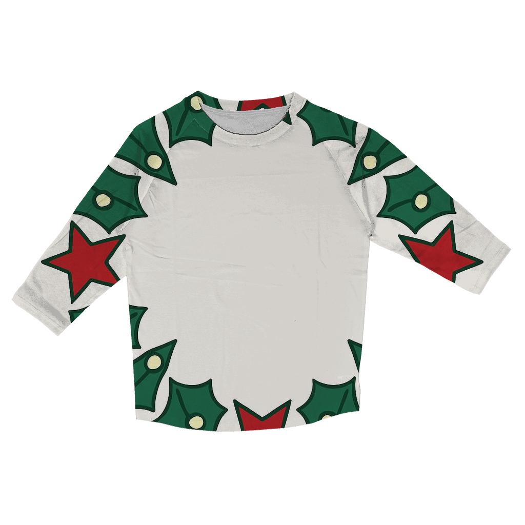 Starlit Holly Wreath Geometry designer 3/4 sleeve blouses