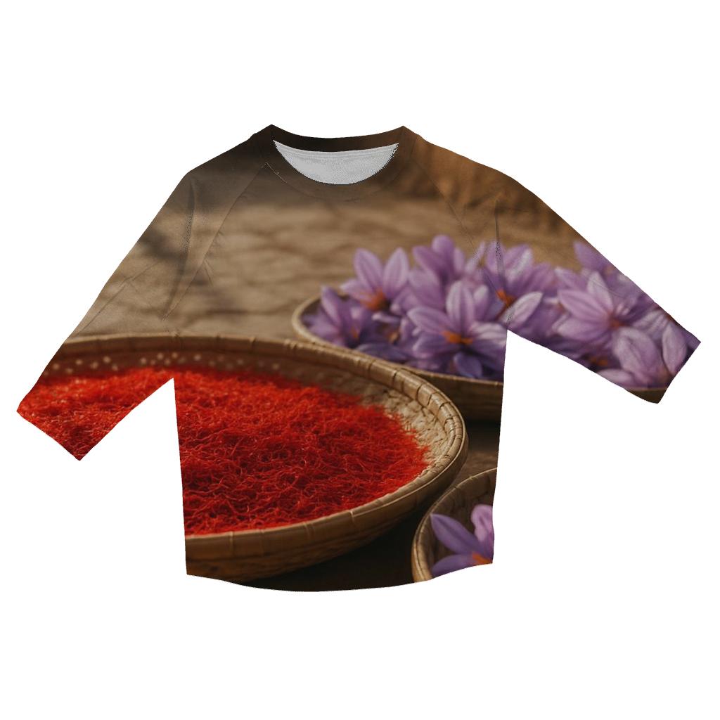 Saffron Crocus Stigmas Drying On Bamboo Trays personalized 3/4 sleeve tees