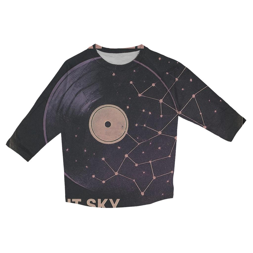 Distressed Vinyl Planetarium Night 1984 casual three quarter sleeve shirts