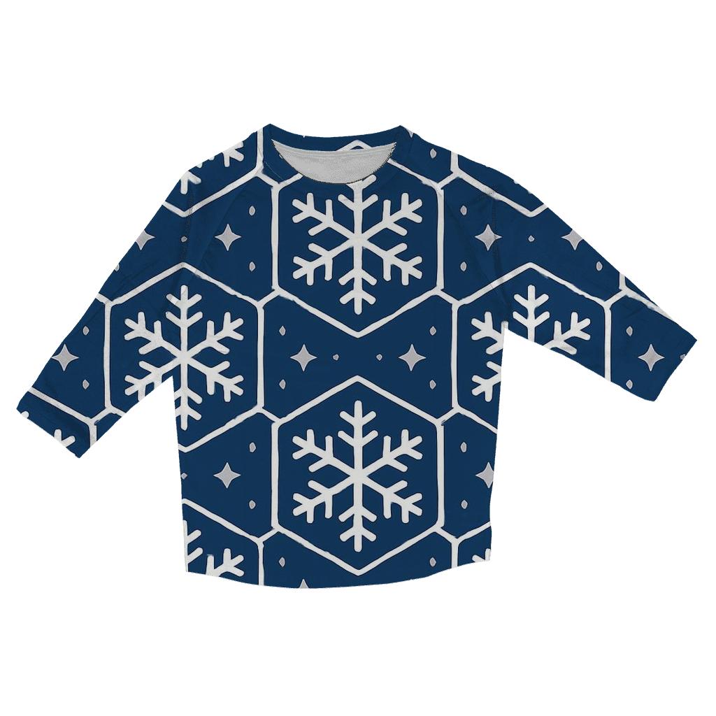 Snowflake Lattice Night Pattern printed three quarter sleeve shirts