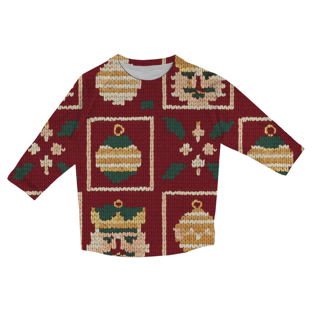 Ugly Christmas Nutcracker And Ornament Lattice Design custom 3/4 sleeve shirts