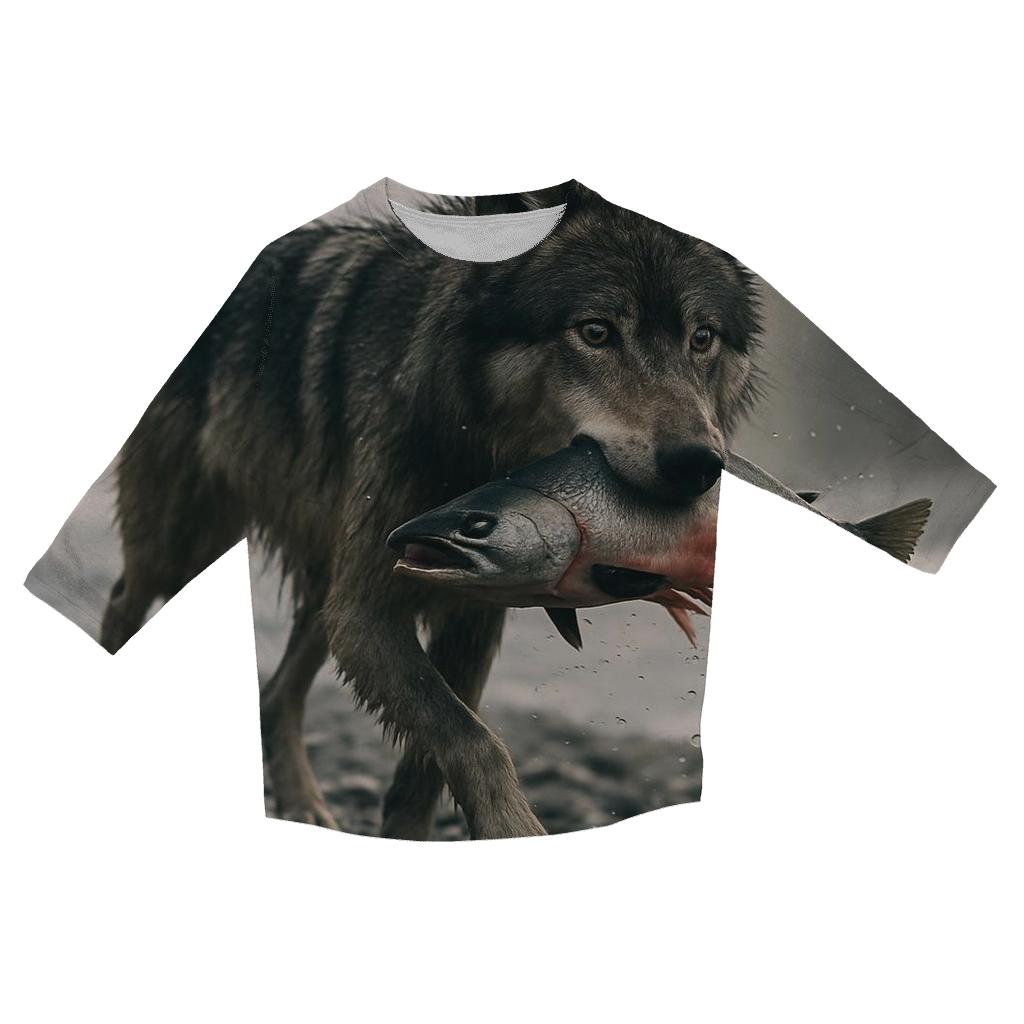 Salt Spray Salmon Run Wolf trendy 3/4 sleeve tops