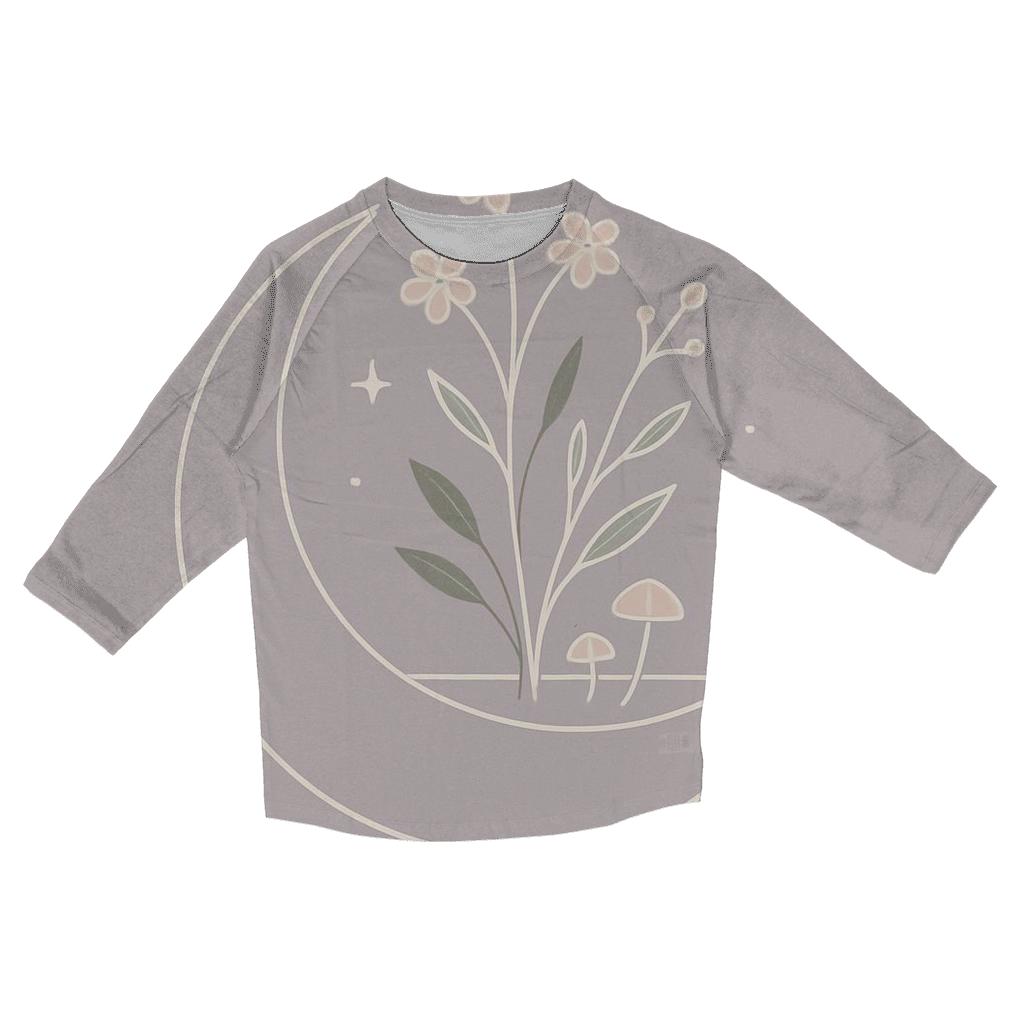 Lunar Garden Minimal Line Art printed three quarter sleeve shirts