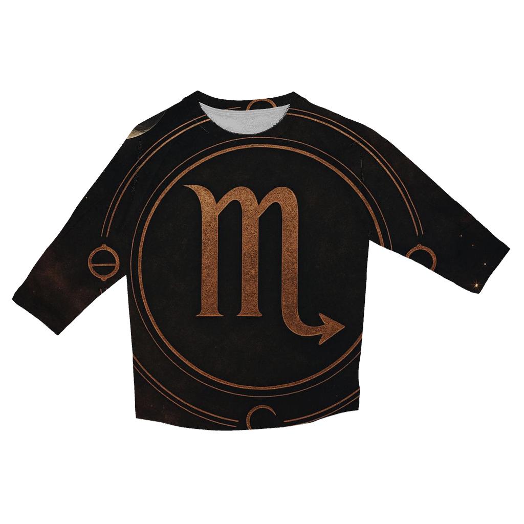 Scorpio Lunar Node Sigil Night printed three quarter sleeve shirts