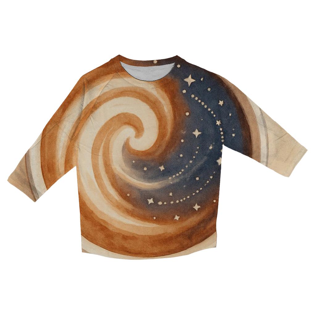 Latte Constellation Swirl trendy 3/4 sleeve tops