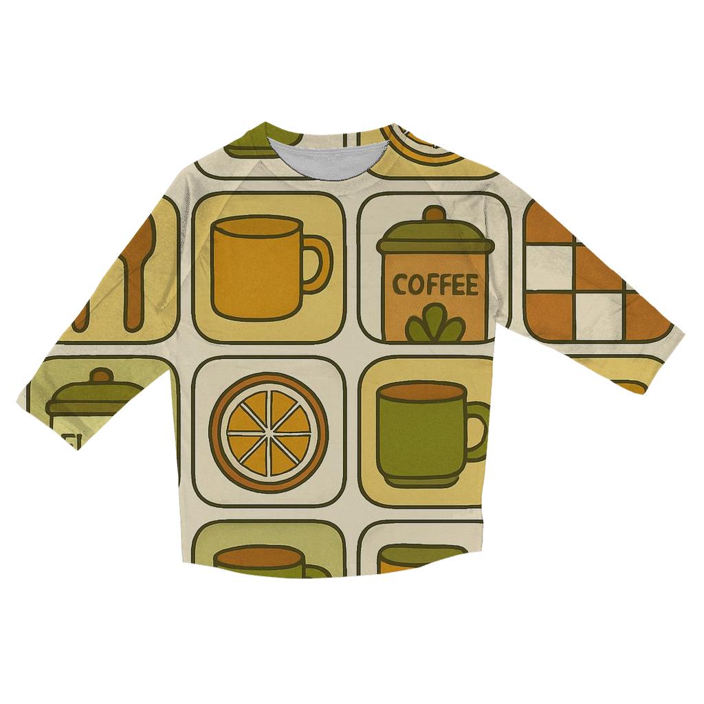 Seventies Kitchen Canister Doodle Grid trendy 3/4 sleeve tops