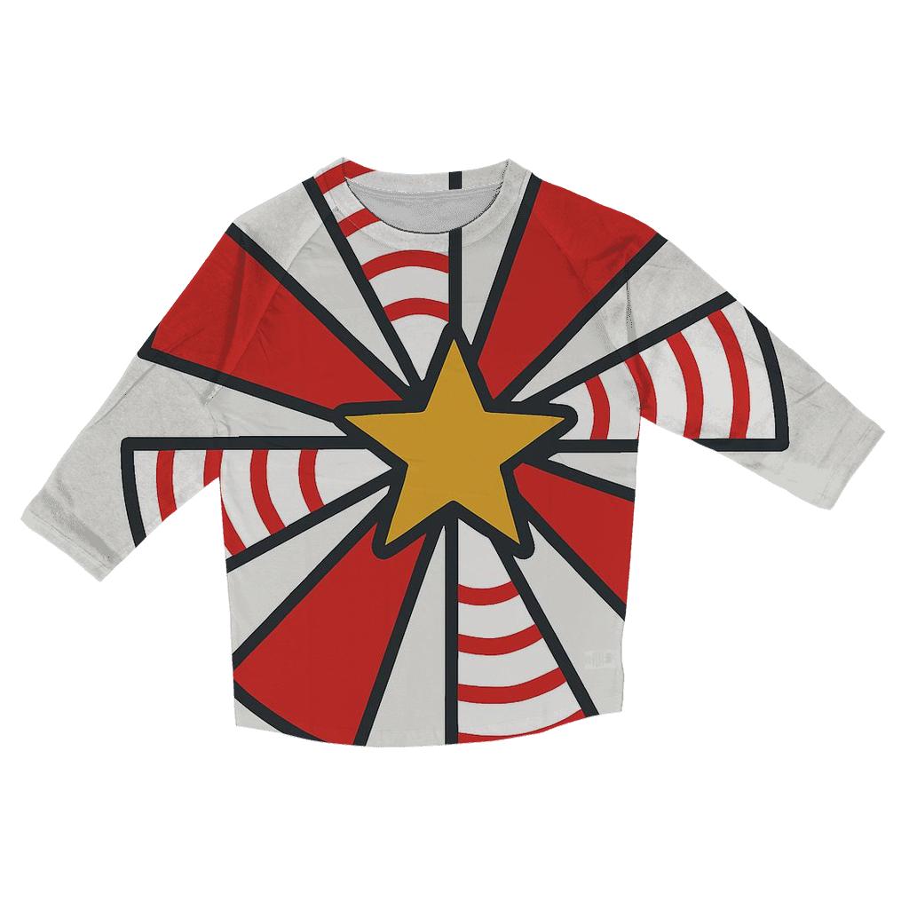 Candy Cane Stripe Starburst casual three quarter sleeve shirts