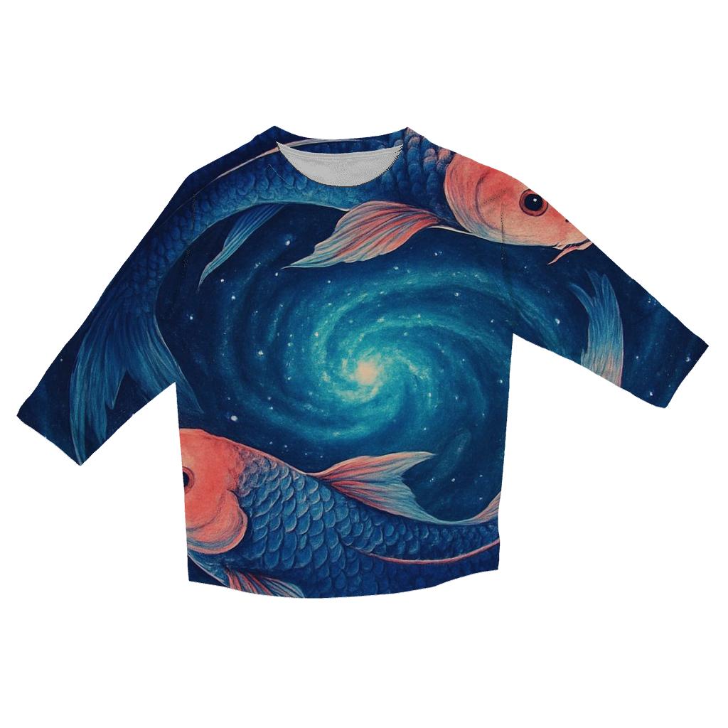 Deep Space Koi Nebula Swirl printed three quarter sleeve shirts