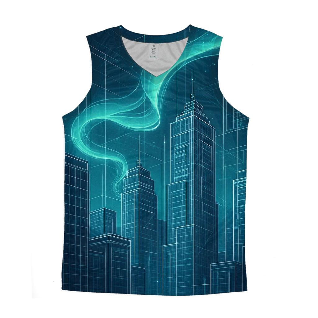 Aurora Blueprint Cityscape graphic print tank tops