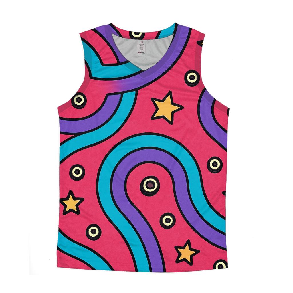 Roller Rink Neon Swirl Map sports performance tank tops