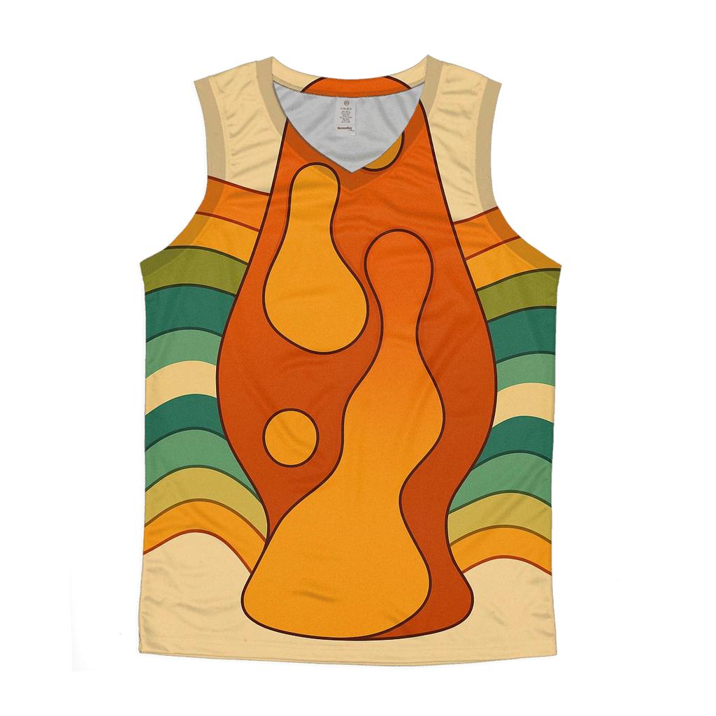 Groovy Lava Lamp Gradient Waves graphic print tank tops