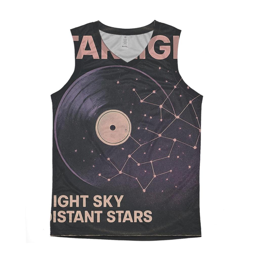 Distressed Vinyl Planetarium Night 1984 graphic print tank tops