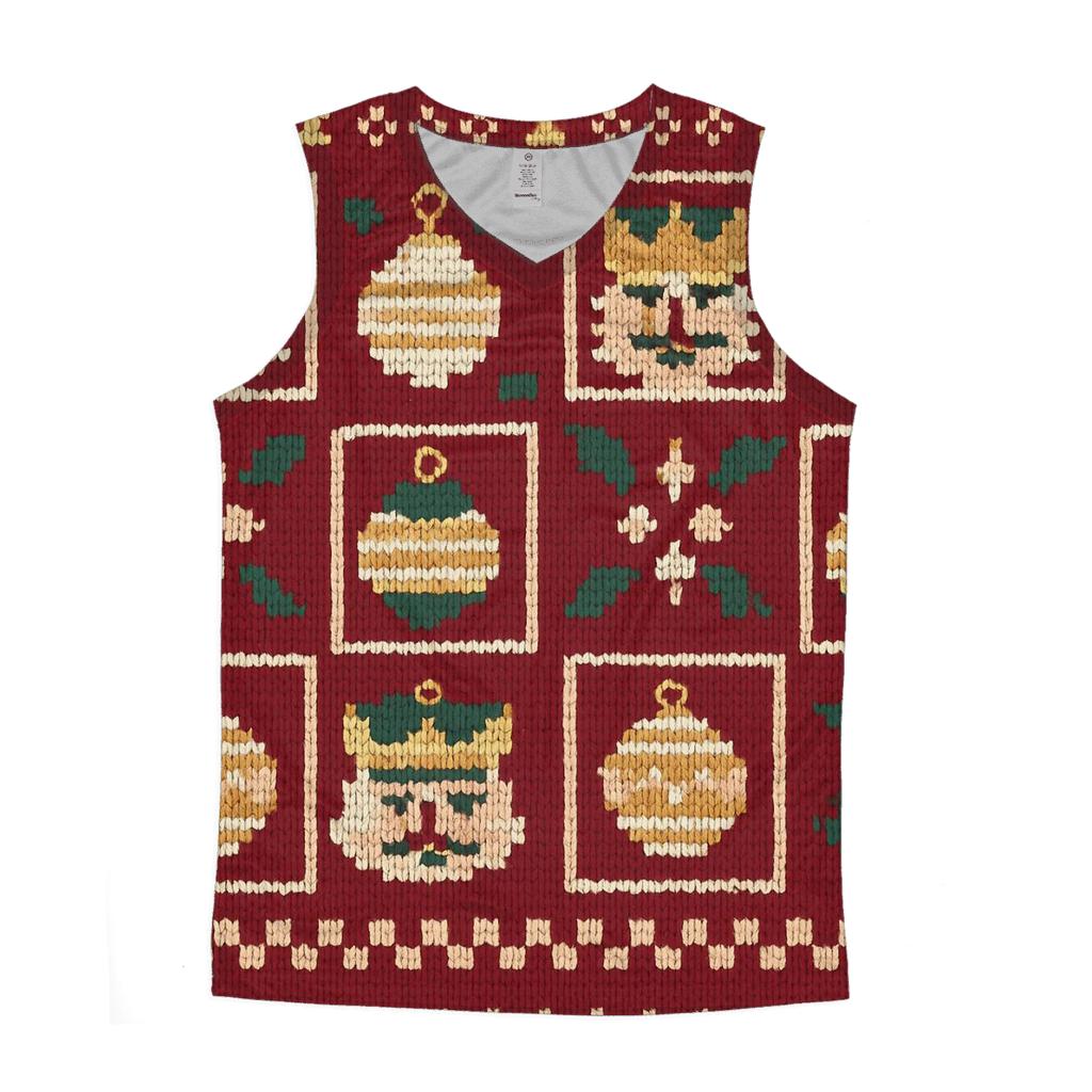 Ugly Christmas Nutcracker And Ornament Lattice Design sports performance tank tops