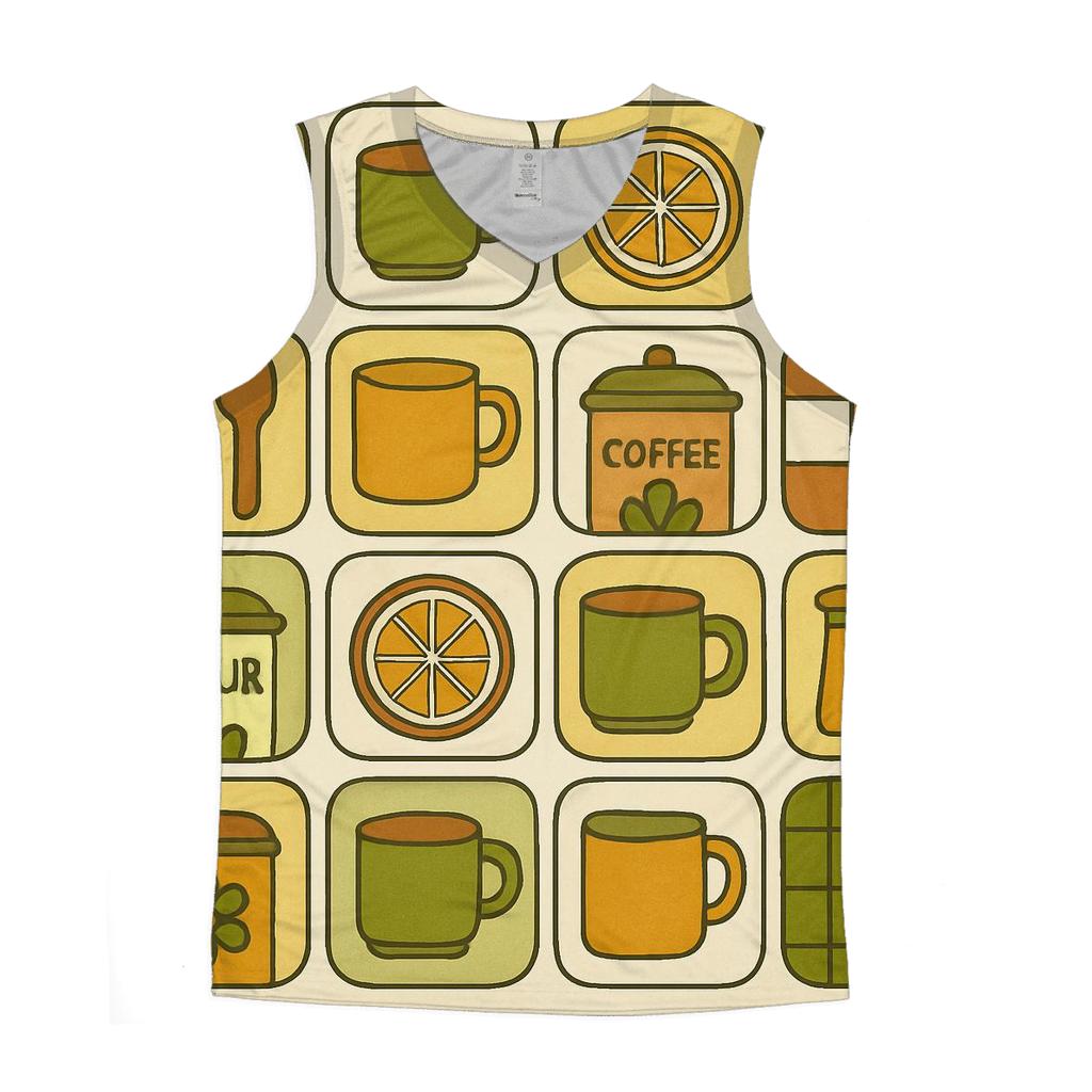Seventies Kitchen Canister Doodle Grid trendy fitted tank tops