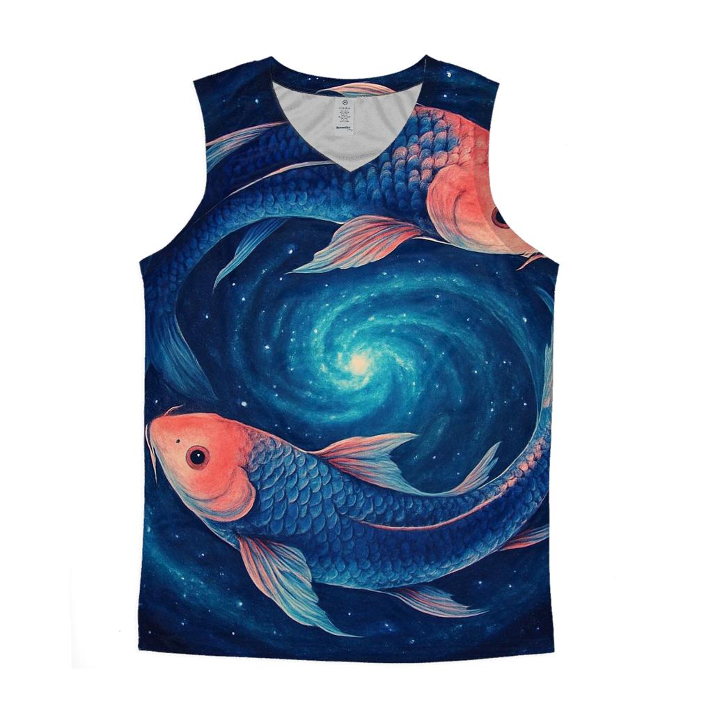 Deep Space Koi Nebula Swirl personalized athletic tanks