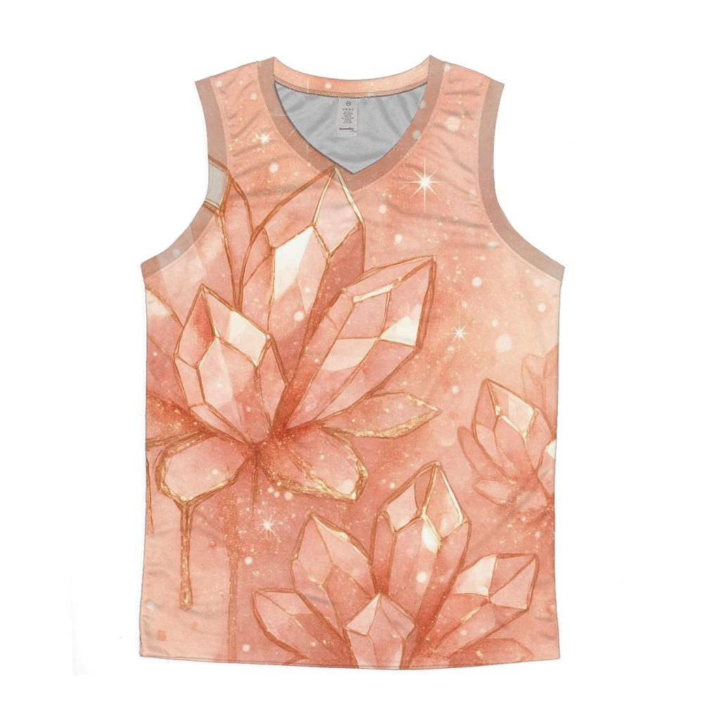 Rose Gold Crystal Garden graphic print tank tops