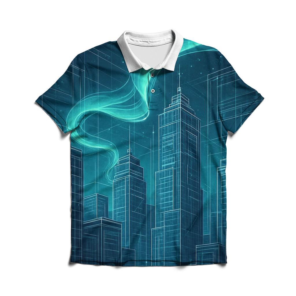 Aurora Blueprint Cityscape branded logo polo shirts