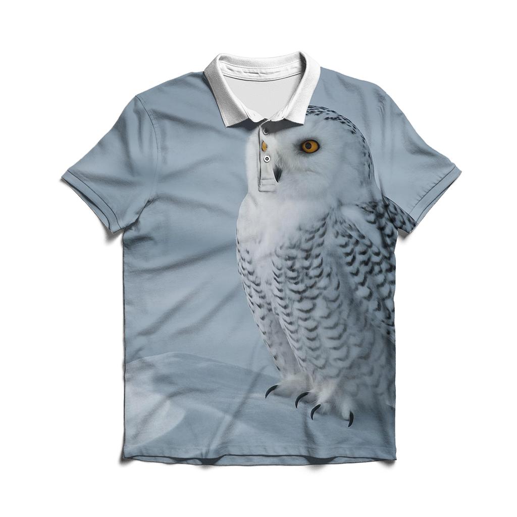 Aurora Stillness Snowy Owl branded logo polo shirts