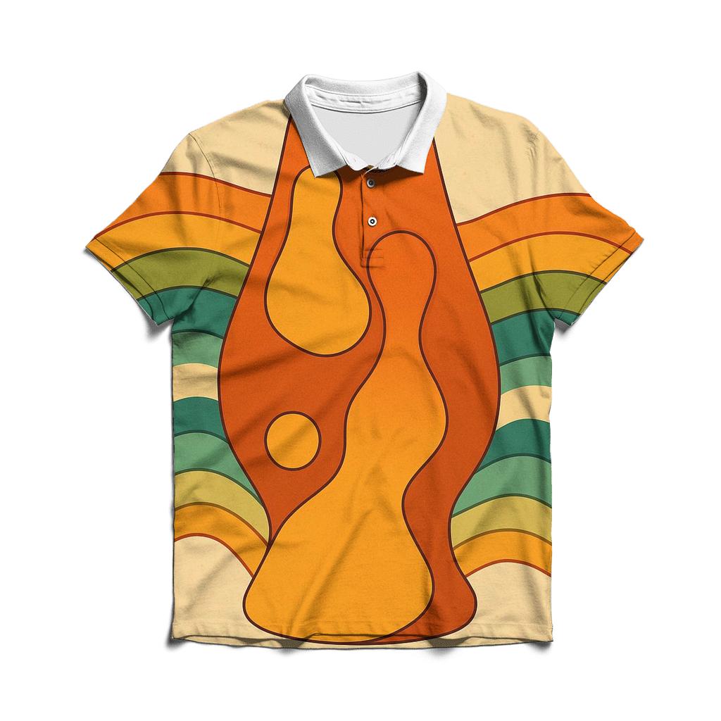 Groovy Lava Lamp Gradient Waves custom polo shirts
