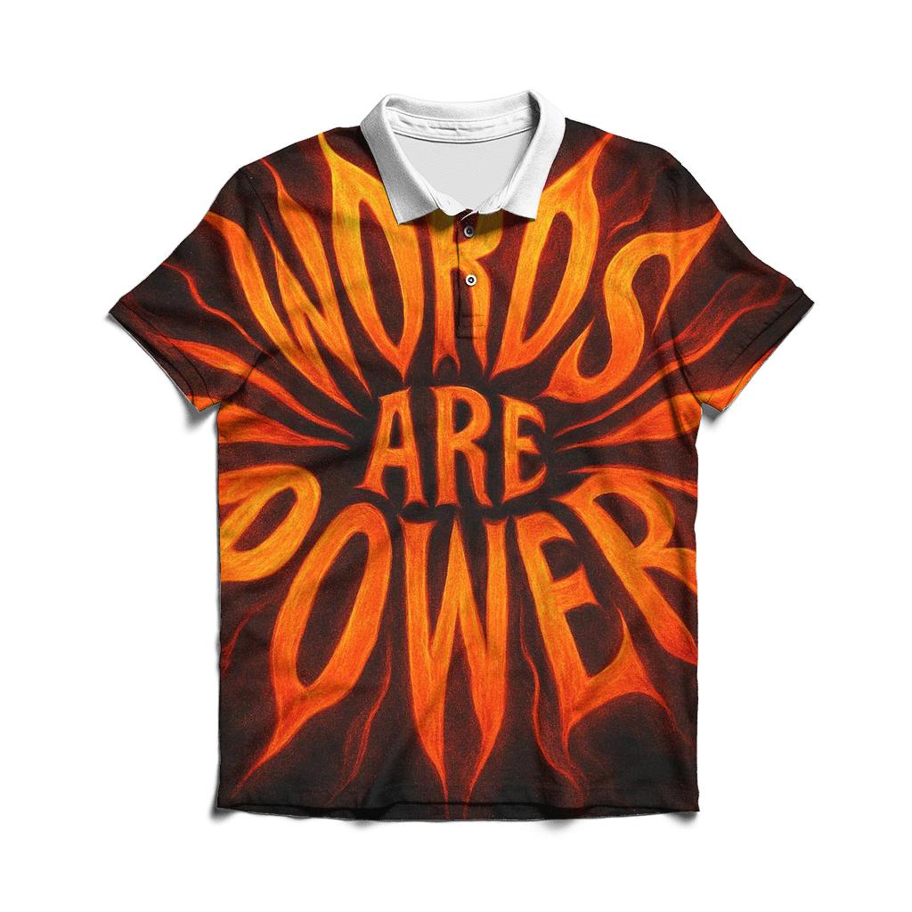 Solar Flare Typography Bloom personalized polo shirts