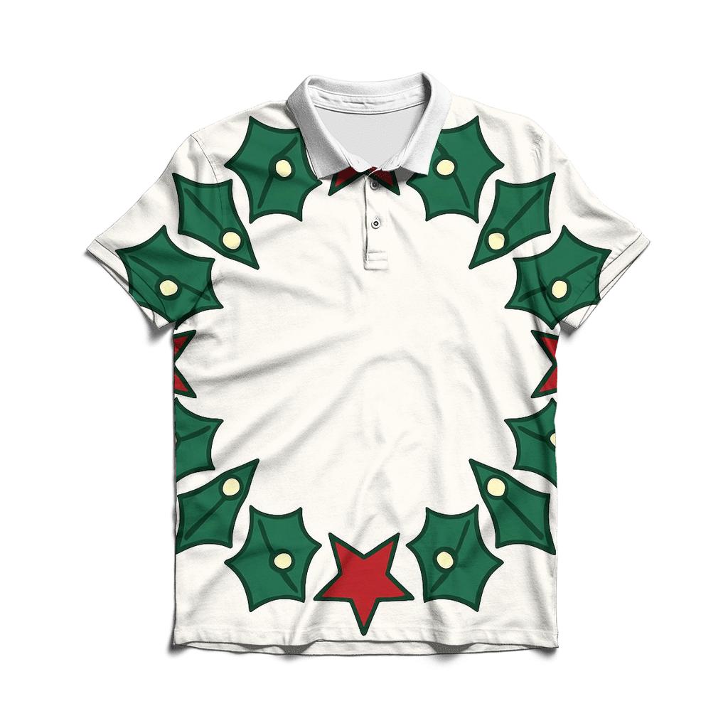 Starlit Holly Wreath Geometry classic pique polos