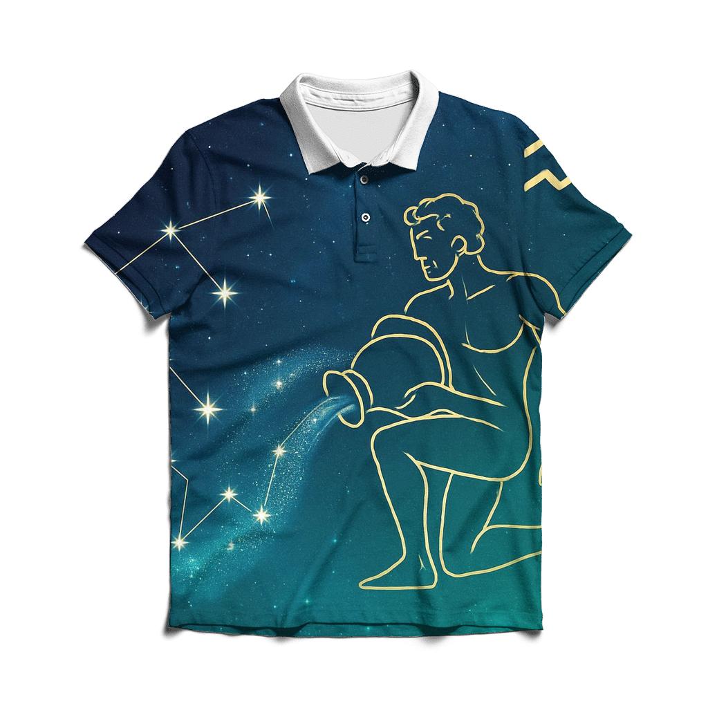 Aquarius Water Bearer Nebula Pour designer slim fit polos