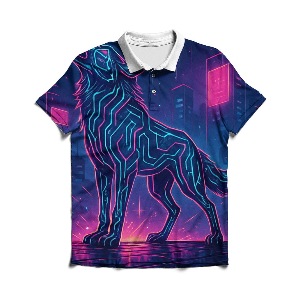 Neon Circuit Howl classic pique polos