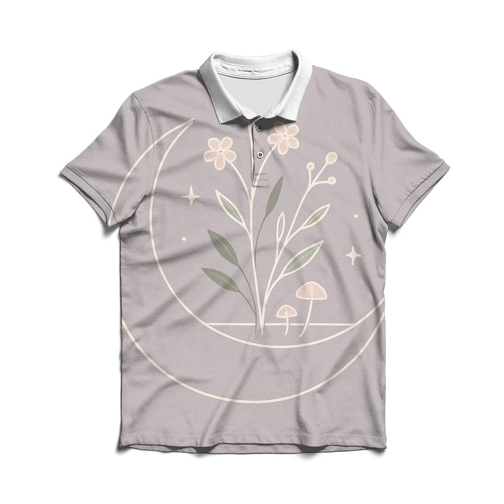 Lunar Garden Minimal Line Art custom polo shirts