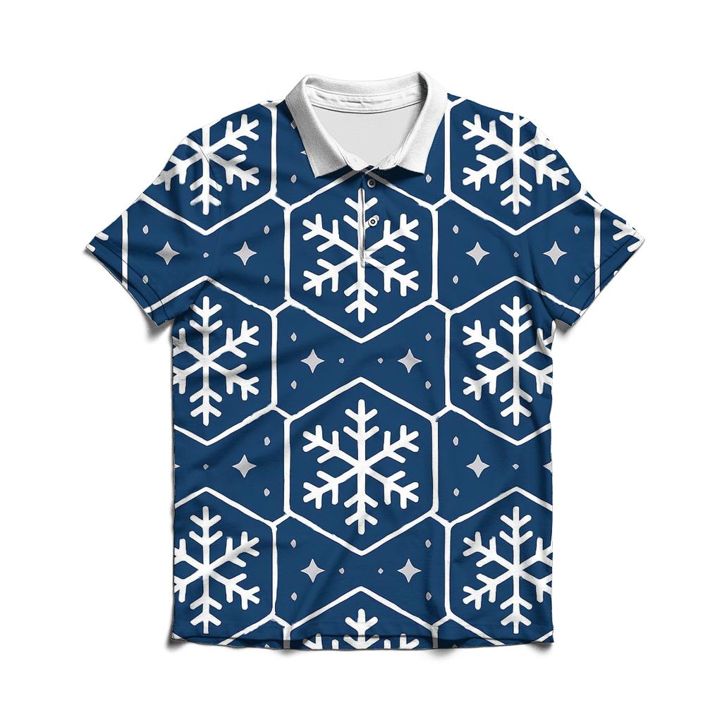 Snowflake Lattice Night Pattern branded logo polo shirts