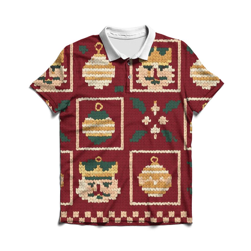 Ugly Christmas Nutcracker And Ornament Lattice Design personalized polo shirts