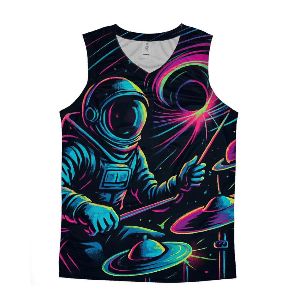 Black Hole Street Drummer graphic print tank tops