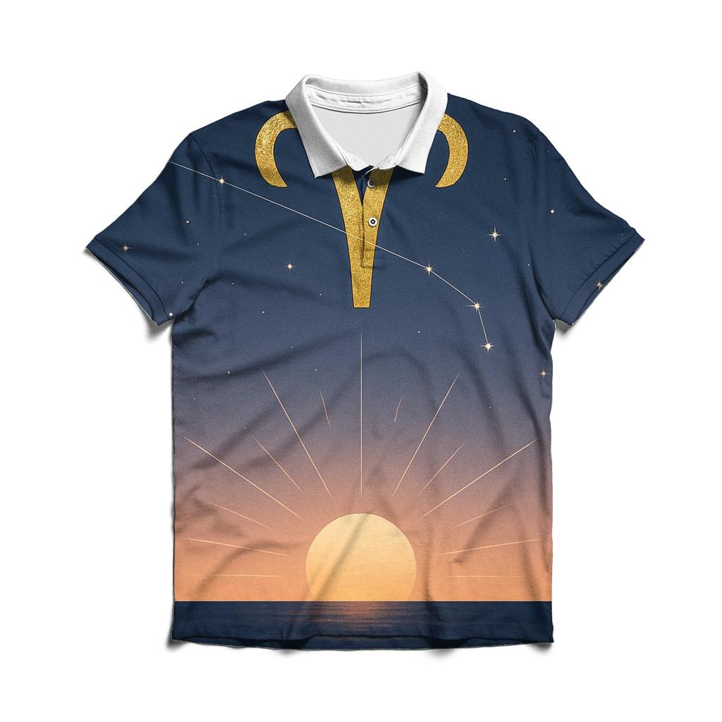 Aries Equinox Fire Glyph Horizon branded logo polo shirts